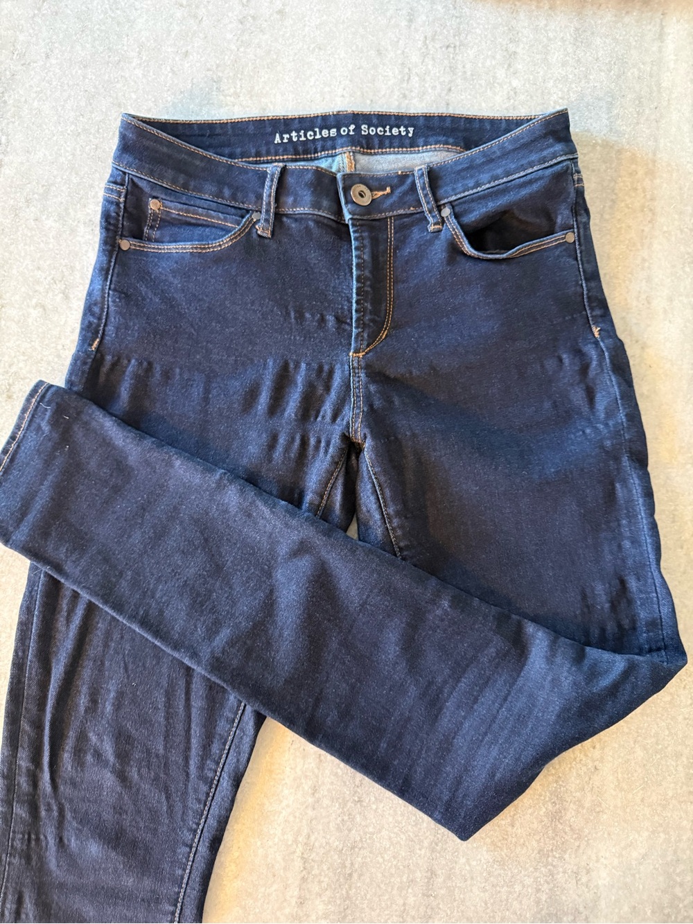 Articles of Society skinny jeans in a classic dark indigo wash